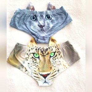 🧡 B2G1 NWOTwomens panties feline underwear. Fun silly sexy cat cheetah ears med